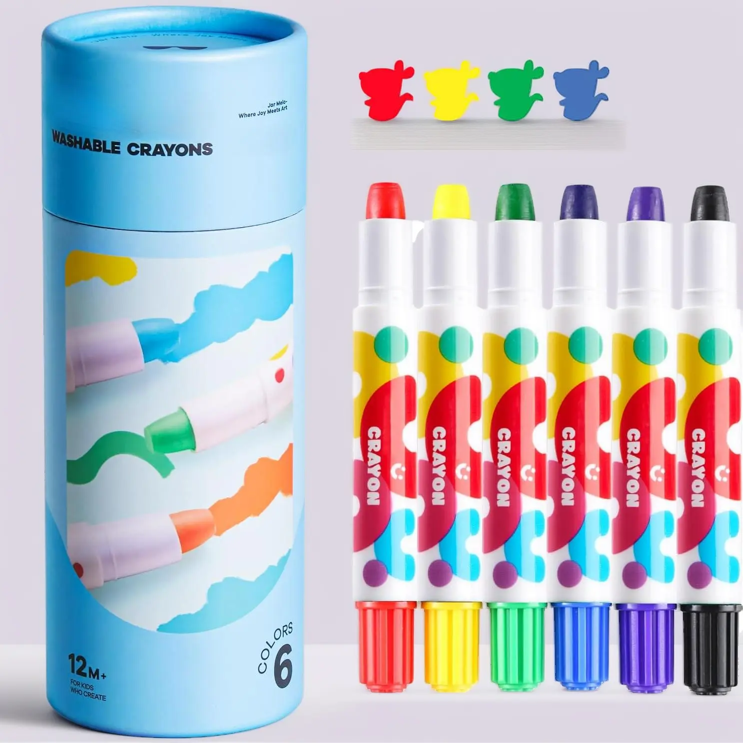 Jar Melo Jumbo Crayons - Non-Toxic, Washable, Easy-to-Hold Large Crayons for Toddlers, Art Drawing Supplies, Ideal Kids' Gift