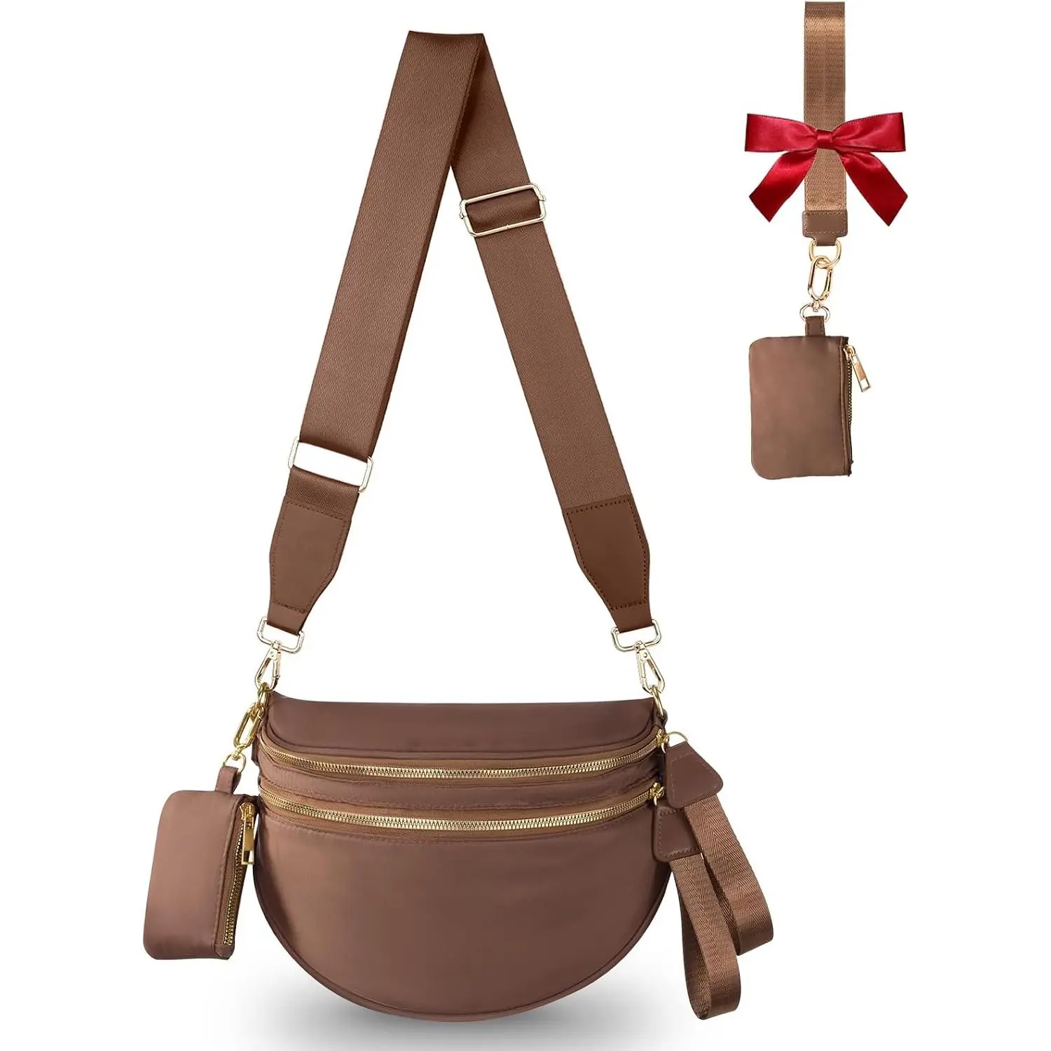 Bum Bag Crossbody Bags for Women Fashion  Packs Large Fanny Packs Belt Bag Checkered Purse Handbags Wallets Purses Trendy  Bag (Brown,  Size)