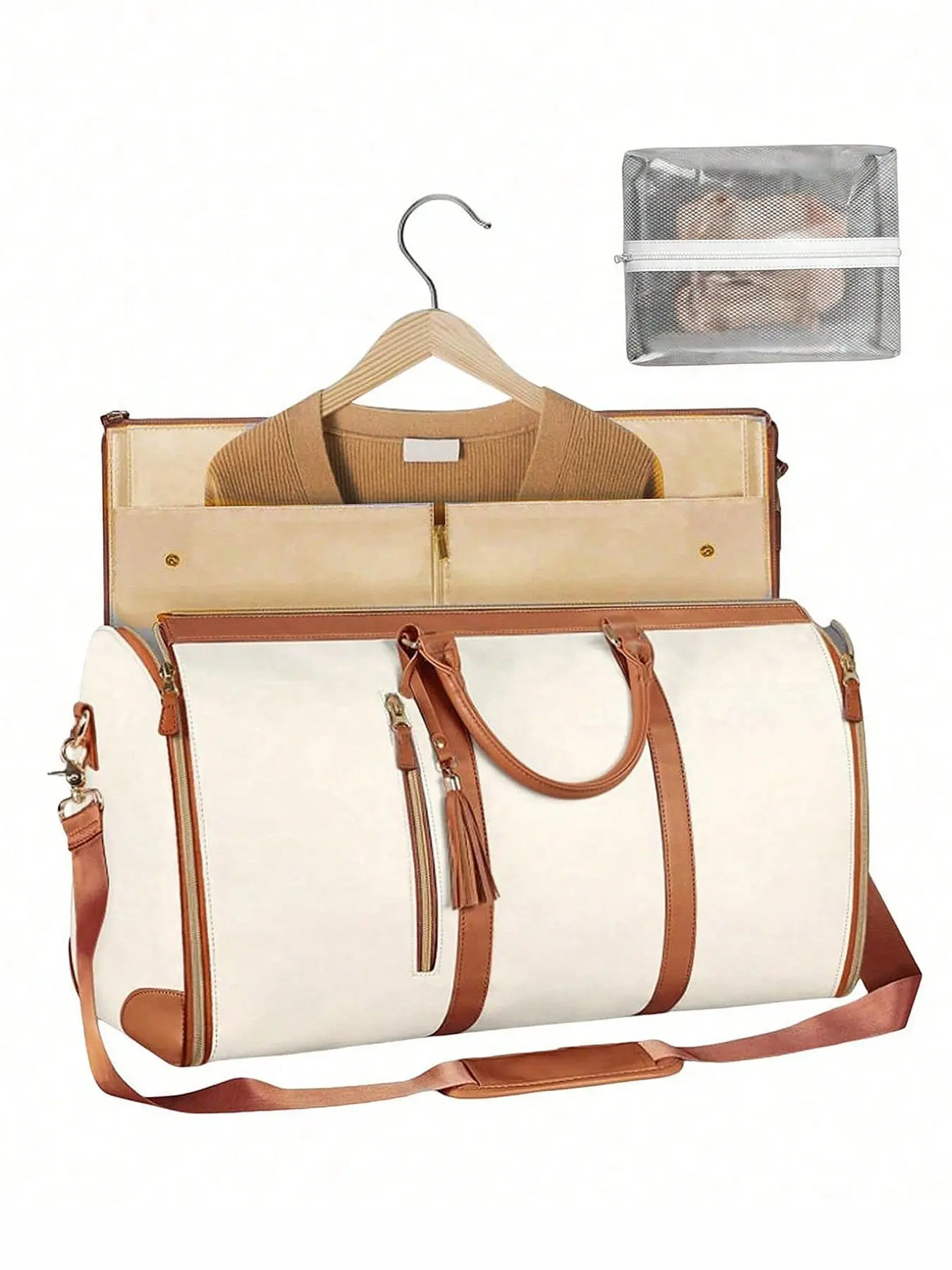 Leisure and business style relaxed and versatile textured travel bag, Weekend Bag, Travel carryall, detachable shoulder strap design, simple style, large capacity, single shoulder handbag, suitable for short distance travel, fitness commuting