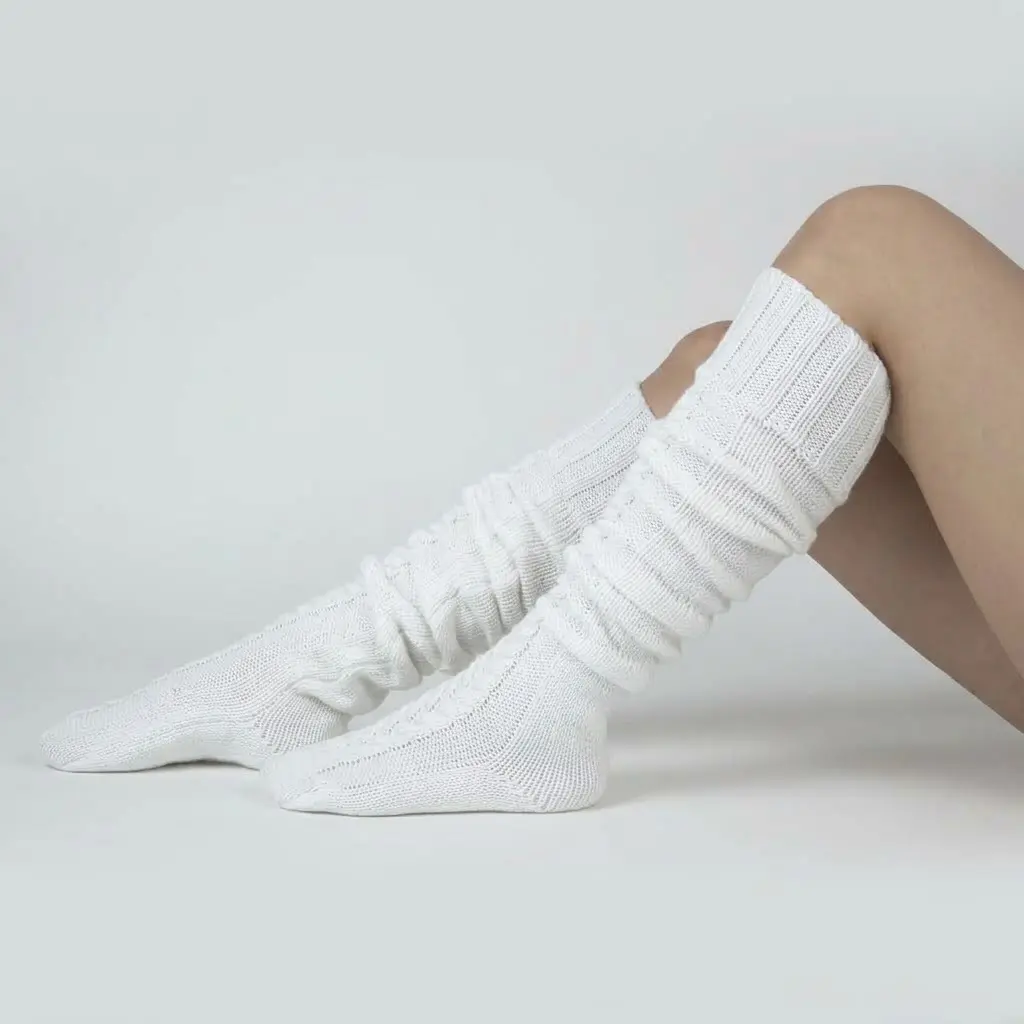 Women's Cozy Knit Thigh-High Socks for Boots, Basic Casual Lady's Cute Accessories, Soft Fabric, Elastic Fit, Size 5-10, Warm Durable, Fashionable Striped, Fall-Halloween Style, Calf-High Legwear
