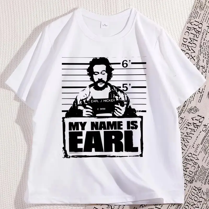 2026 New Model Men's Comfy Short-Sleeve Streetwear T-Shirt, 100% Cotton, European Size, My Name Is Earl Graphic Tops, Shortsleeve, Stylish, Classic, Graphic Tees, Menswear