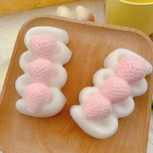 Strawberry Cream Bar Squishy Silicone DIY Toast Squish Toy, High Aesthetic Stress Relief Fidget Toy, Realistic Food Playset