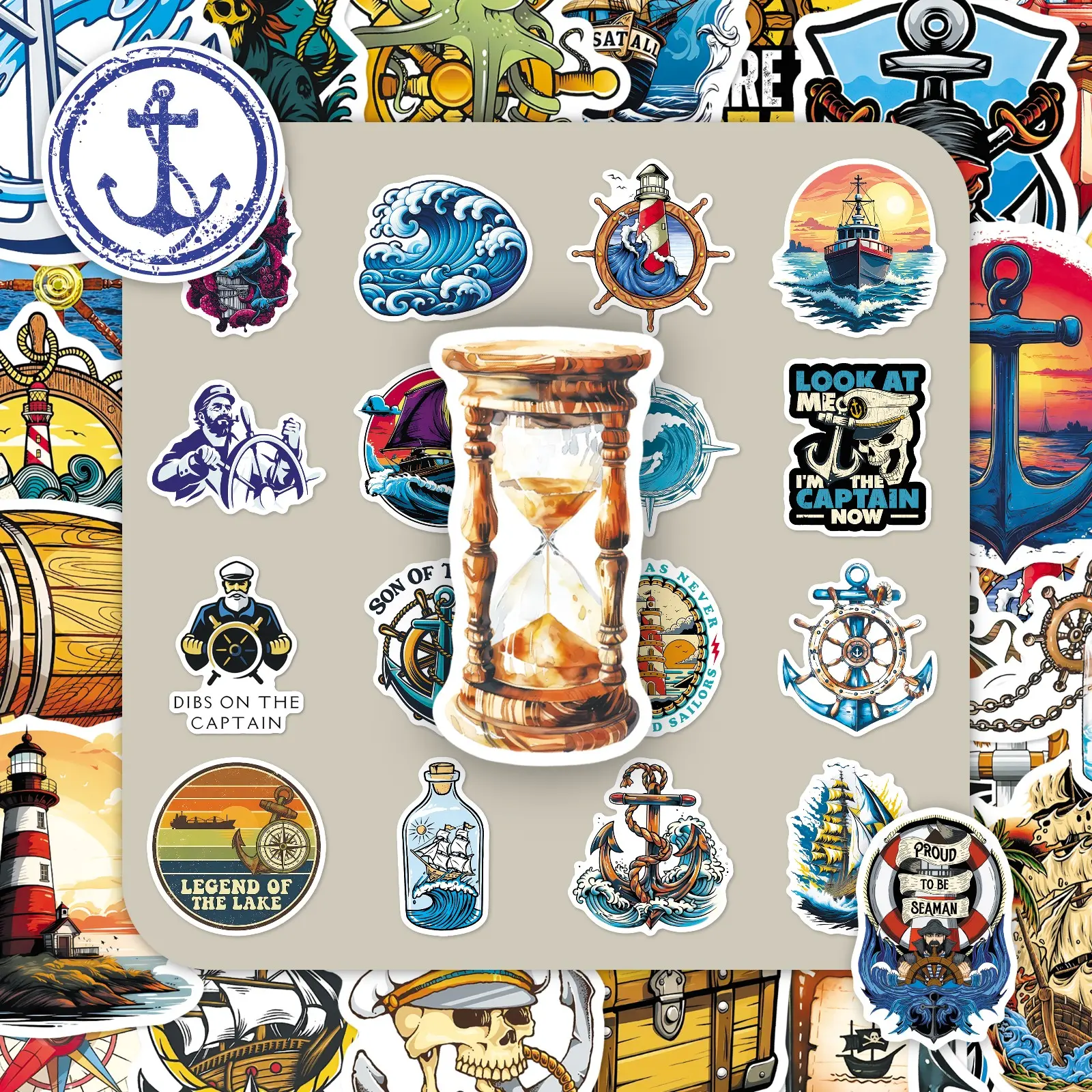 50pcs Vintage Pirate Ship Stickers, Age of Sail Nautical Design Decorative Stickers for DIY Journal, Planner, Phone Case, Laptop, Water Bottle – Unique & Aesthetic