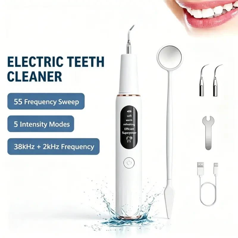 Smart Ultrasonic Toothbrush with 5 Modes, Electric LED Dental Cleaner, Removes Tartar and Plaque, Oral Care Tool, Model T190, Adjustable