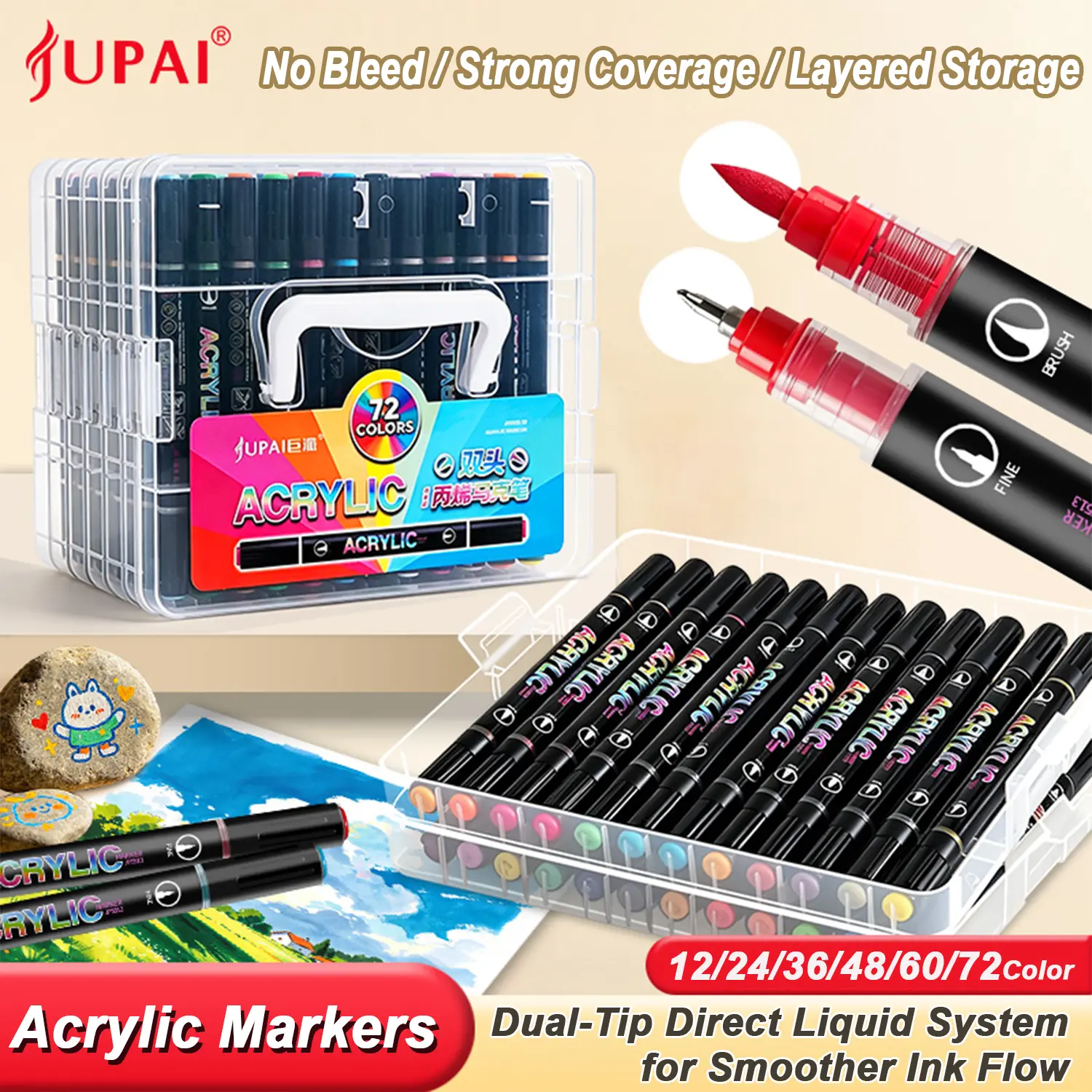Metallic Color Markers 12/24/36/48/60/72 Colors, Non-Transparent Art Pens for DIY, Anime, School Supplies, New Condition
