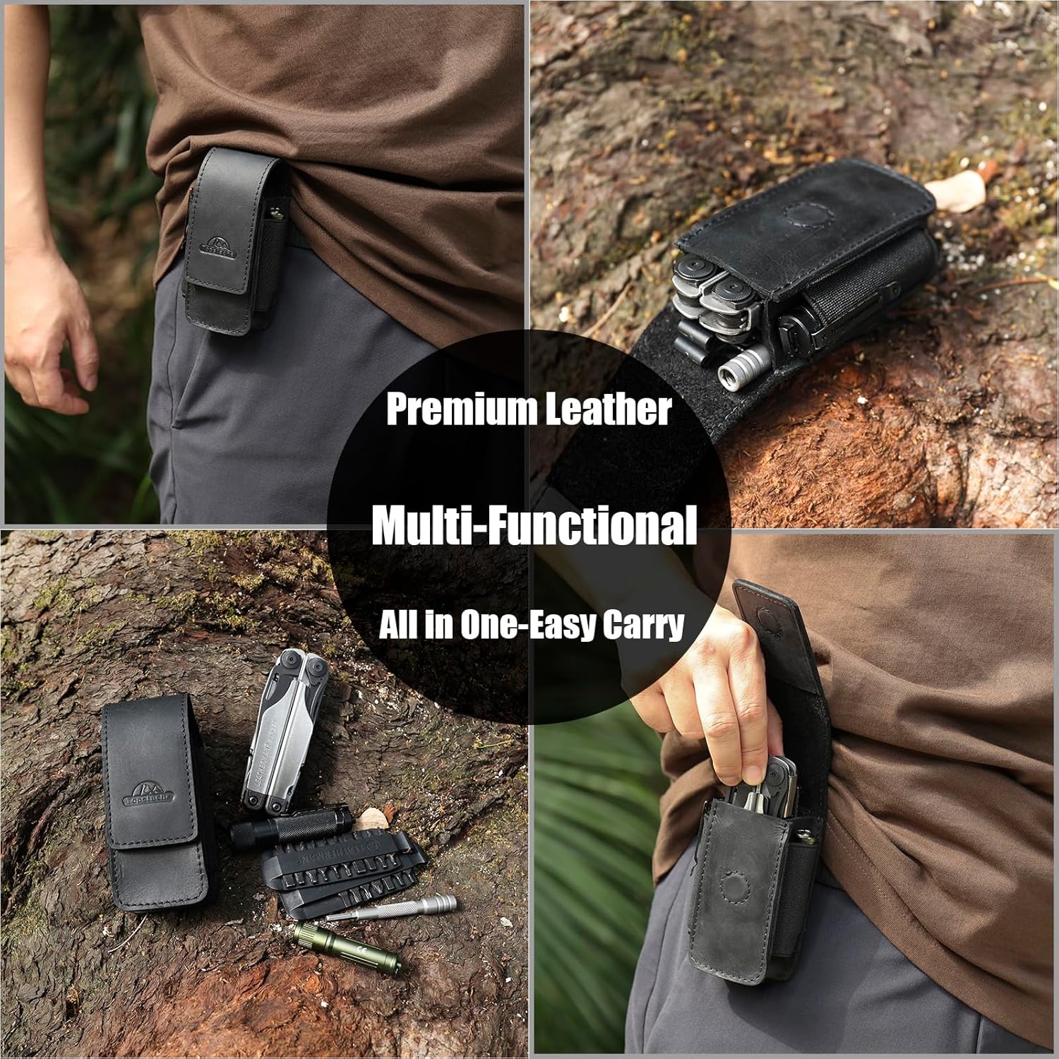 Leather Multitool Sheath for Belt - Multitool Holster for Belt - Leather Multitool Pouch Fits Folding Tool - Closure EDC Belt Organizer - EDC Belt Pouch - Multitool Holder, Black Leather Multitool Sheath for Belt - Multitool Holster for Belt - Leather Multitool Pouch Fits Folding Tool - Closure EDC Belt Organizer - EDC Belt Pouch - Multitool Holder, Black