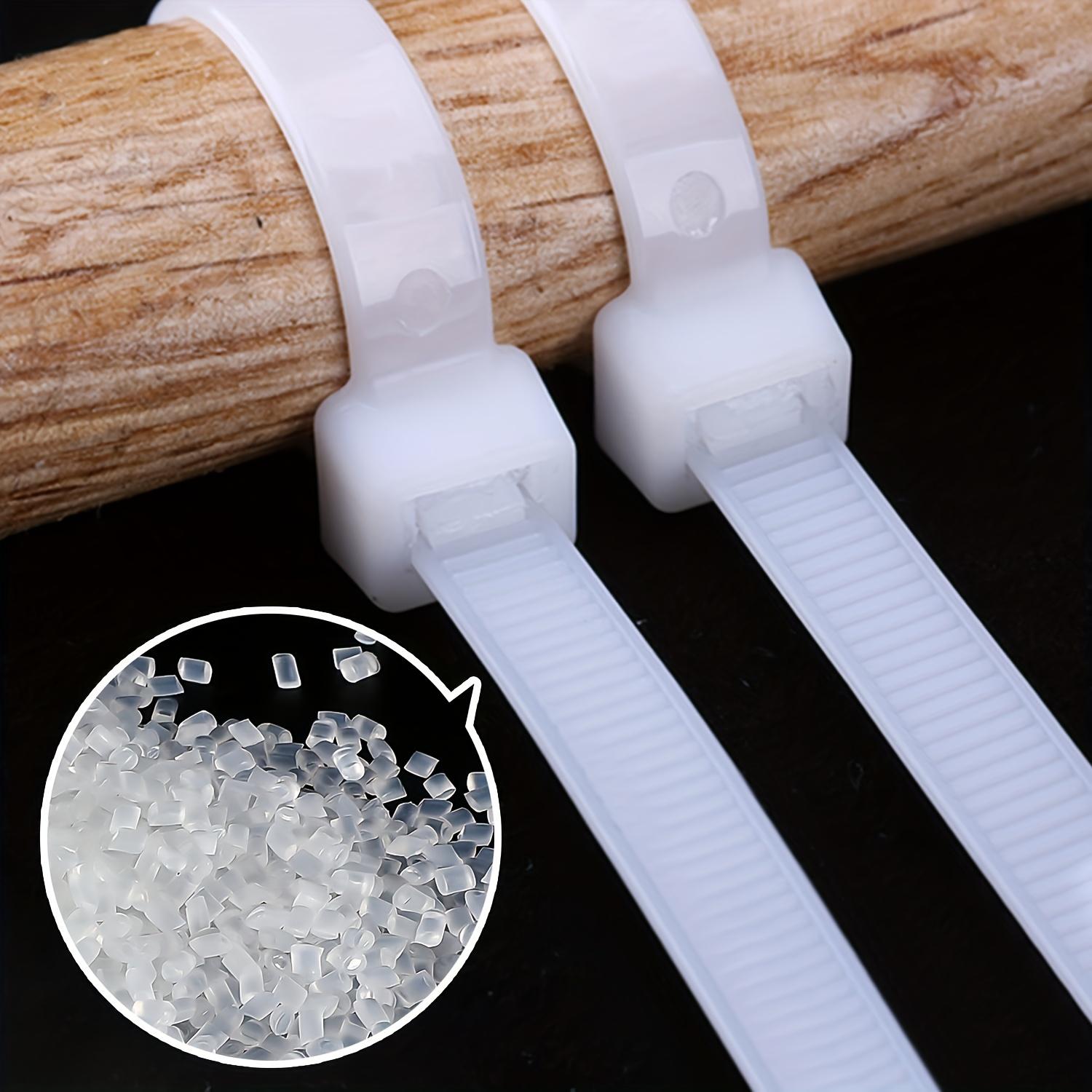 100pcs White Cable Ties, High-Quality Plastic Ties with Maximum Tensile Strength of 50.0LB, Self-Locking Nylon White Ties for Indoor and Outdoor Use, 4 Inch/6 Inch/8 Inch/10 Inch/12 Inch