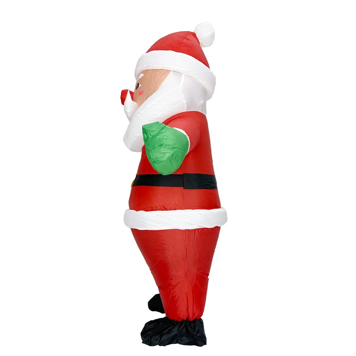 Classic Cartoon Inflatable Santa Claus Costume with Beard, Lightweight Polyester Inflatable Set, Perfect for Christmas and Winter Festivals