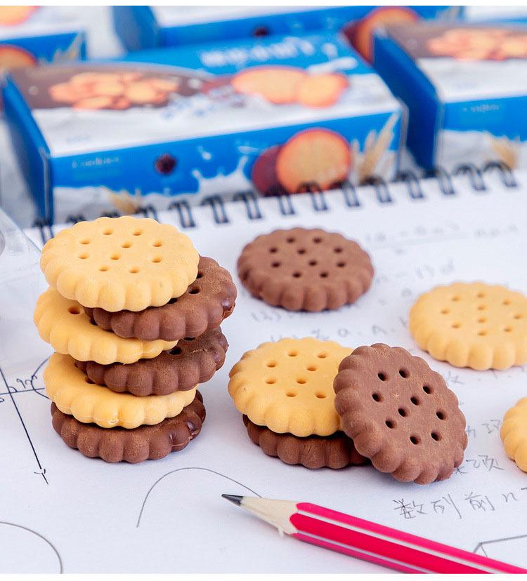 Cute Kawaii Creative Biscuit Eraser Cookie Rubber School Supplies Stationery Novelty Lovely Cake Eraser