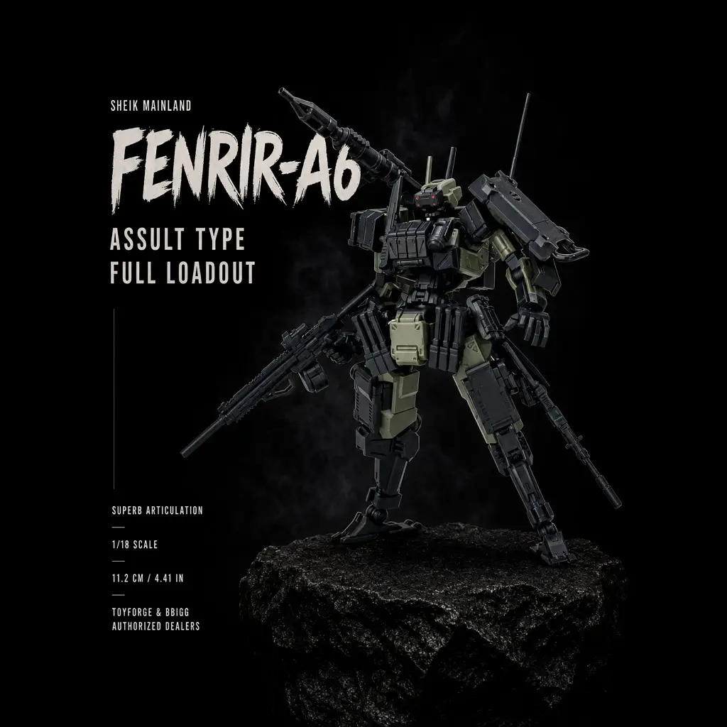 [Officially Licensed] 1/18 SHEIK MAINLAND FENRIR-A6 Assault Type Enhanced Mecha Model Kit, DIY Collectible Model, Highly Articulated Sci-Fi Robot with 3mm Universal Ports for DIY Customization, Modular Build & Extensive Accessories