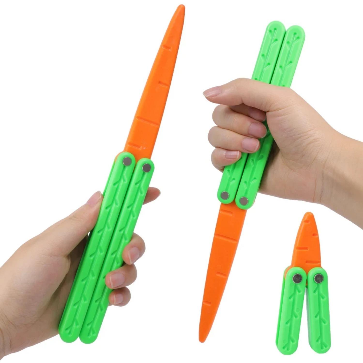 Simulation Carrot Butterfly Knife Gravity 3D Printed Plastic Folding Knife Toy Swinging Knife for Adult ADHD Autism Anxiety Gift Simulation Carrot Butterfly Knife Gravity 3D Printed Plastic Folding Knife Toy Swinging Knife for Adult ADHD Autism Anxiety Gift
