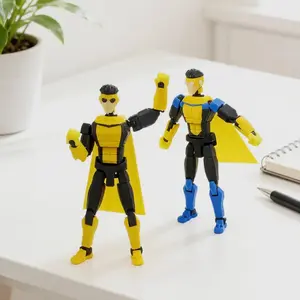 13 cm Tall 3D Printed Jointed Action Figure - Invincible Boy with Flexible Joints, Fully Interchangeable Parts, High-Strength PP Plastic Box, Desktop Decor Figures, Miniature Replica, Collectible Gift