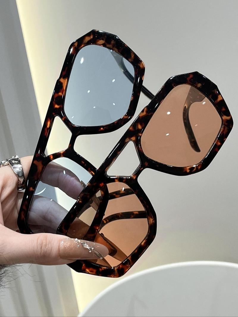 Women's Vintage Trendy Tinted Lens Aviator Sunglasses, Trendy Styling Sunglasses, Retro Casual Sunglasses for Everyday Use, Fashion Accessories for Outdoor Activities