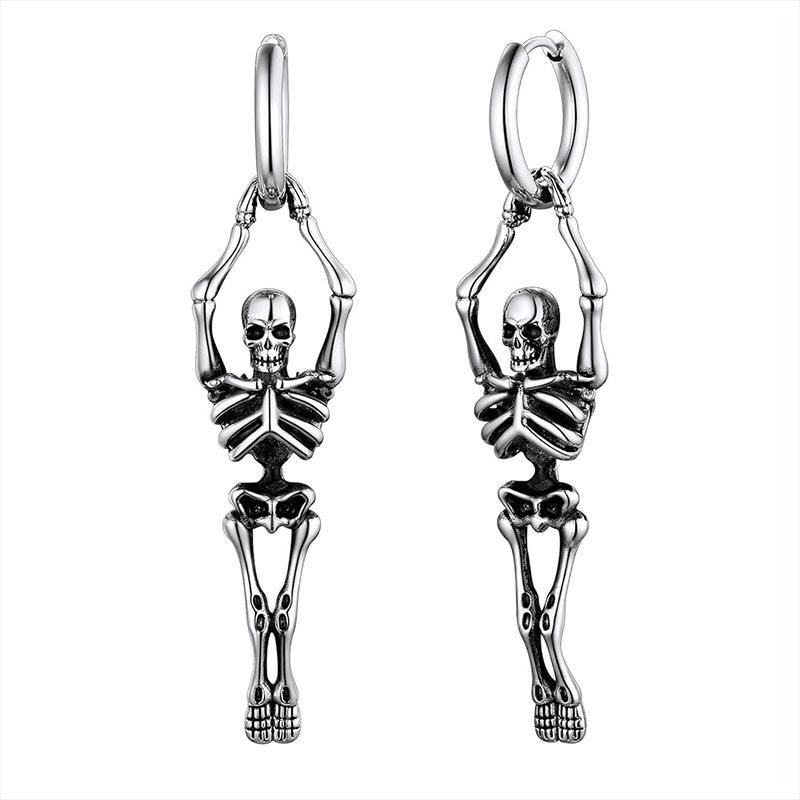 Exaggerated Skeleton Bone Earrings Vintage Gothic Style Drop Earrings Cool Streetwear Accessories
