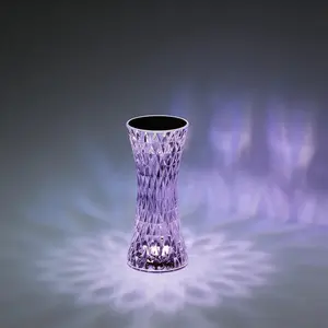 Small Waist Crystal Diamond Table Lamp 16 Color Changing Night Light Touch Control USB Rechargeable Bedside Lamp with Remote for Bedroom College Dorm Party Decor