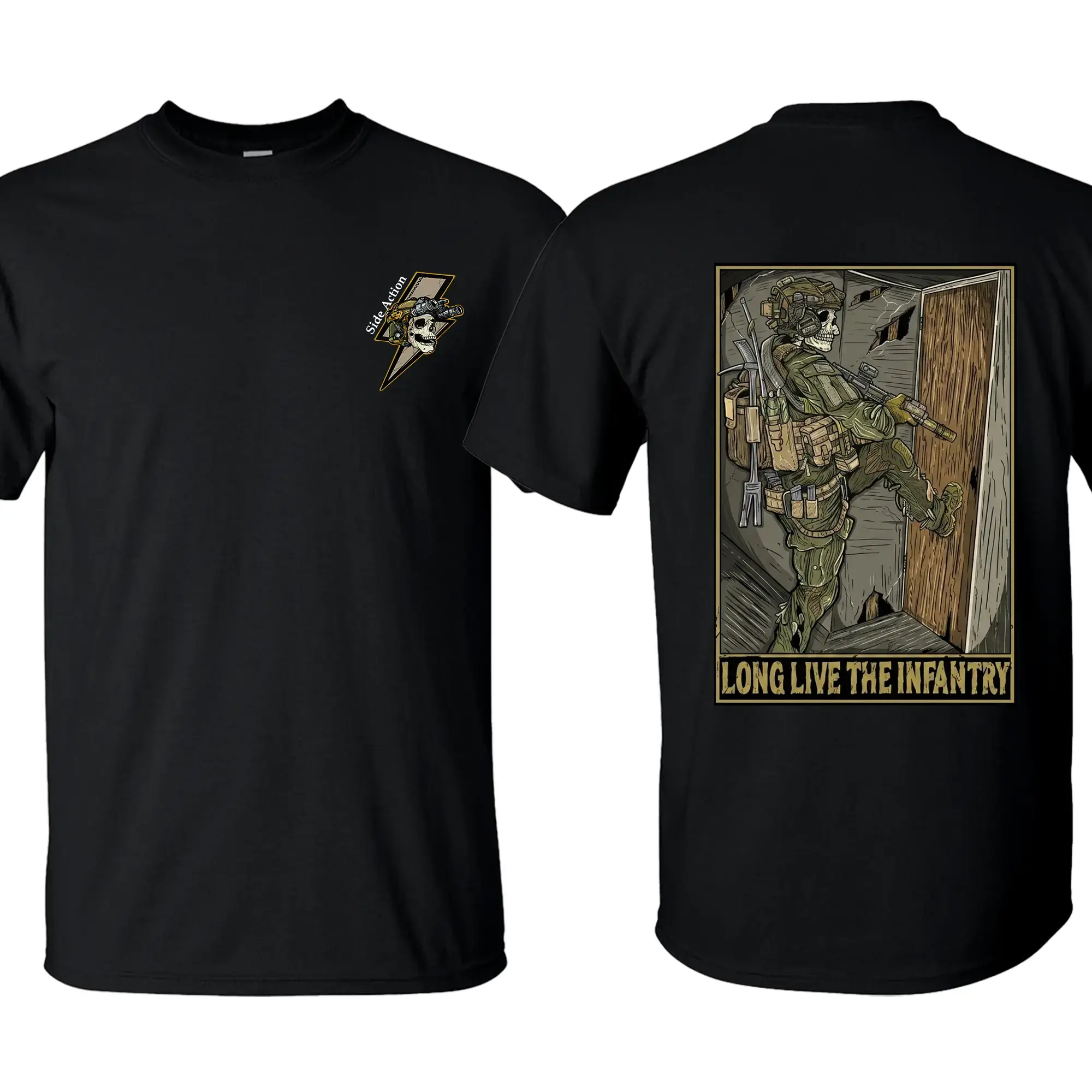 US Army Tactical Long Live The Infantry , Soldier Open Up Graphic TShirt Christian Tactical Apparel For Men Who Stand For Faith And Strength, Military Style Streetwear Shirt For Tactical Lifestyle And Gym Wear