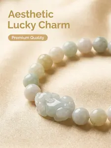Feng Shui Pixiu Jade Bracelet, Natural Light Jade Beaded, Attracts Wealth & Good Luck, Protection Charm for Men Women, Tiktok Viral Jewelry