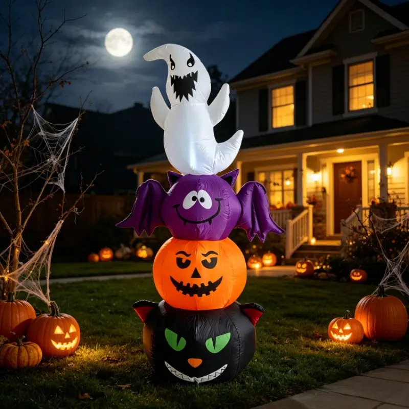 Halloween Decorative Waterproof Inflatable Light-Up 1.8m Four Elves Combo Props, Ceremony Decoration, Scene Setup, Party Supplies