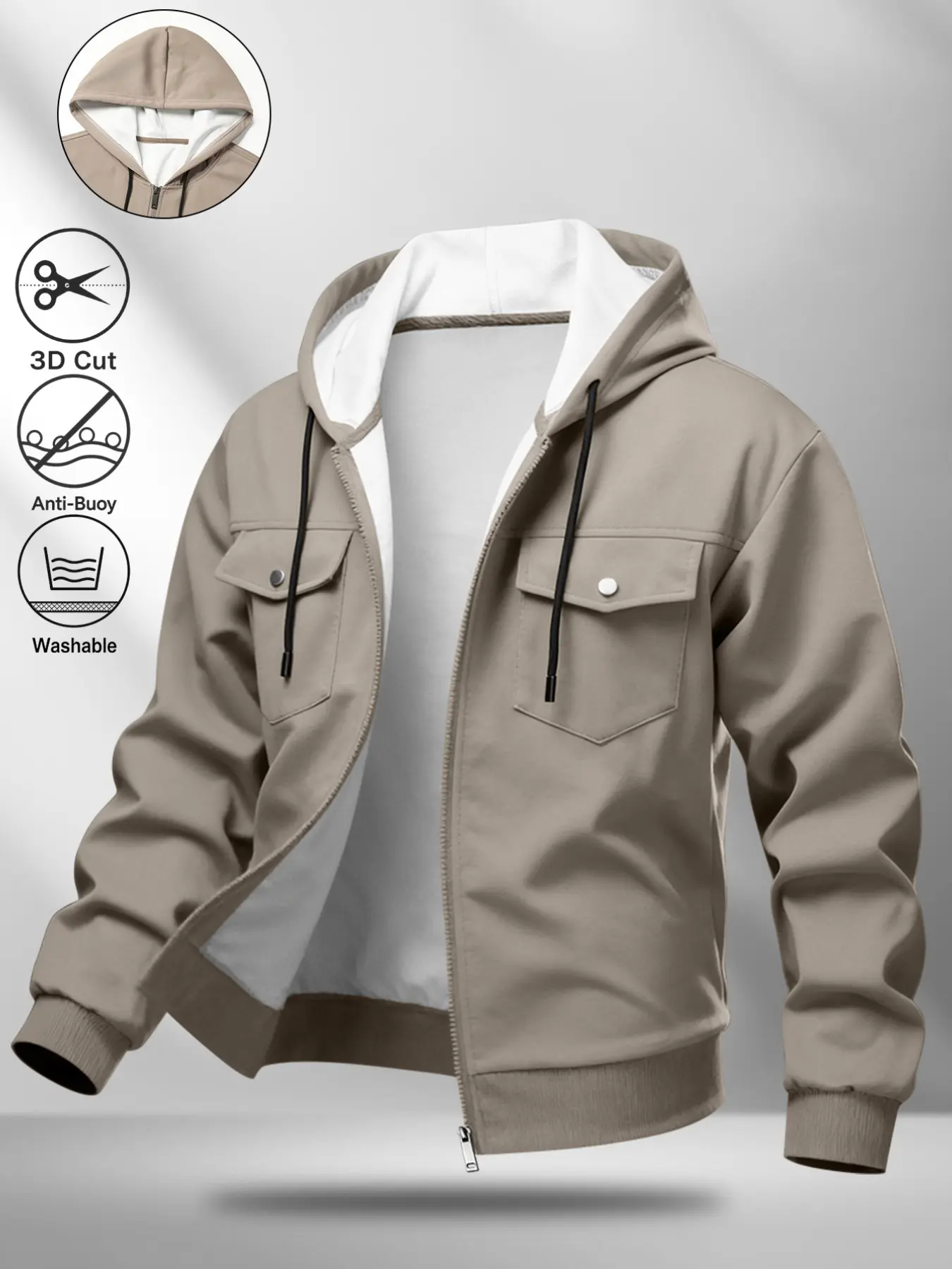 Men's Chest Side Utility Pocket Hoodie, Plain Fashion Casual Long Sleeve Hooded Sweatshirt, Sports Wear for Autumn Winter, Tops