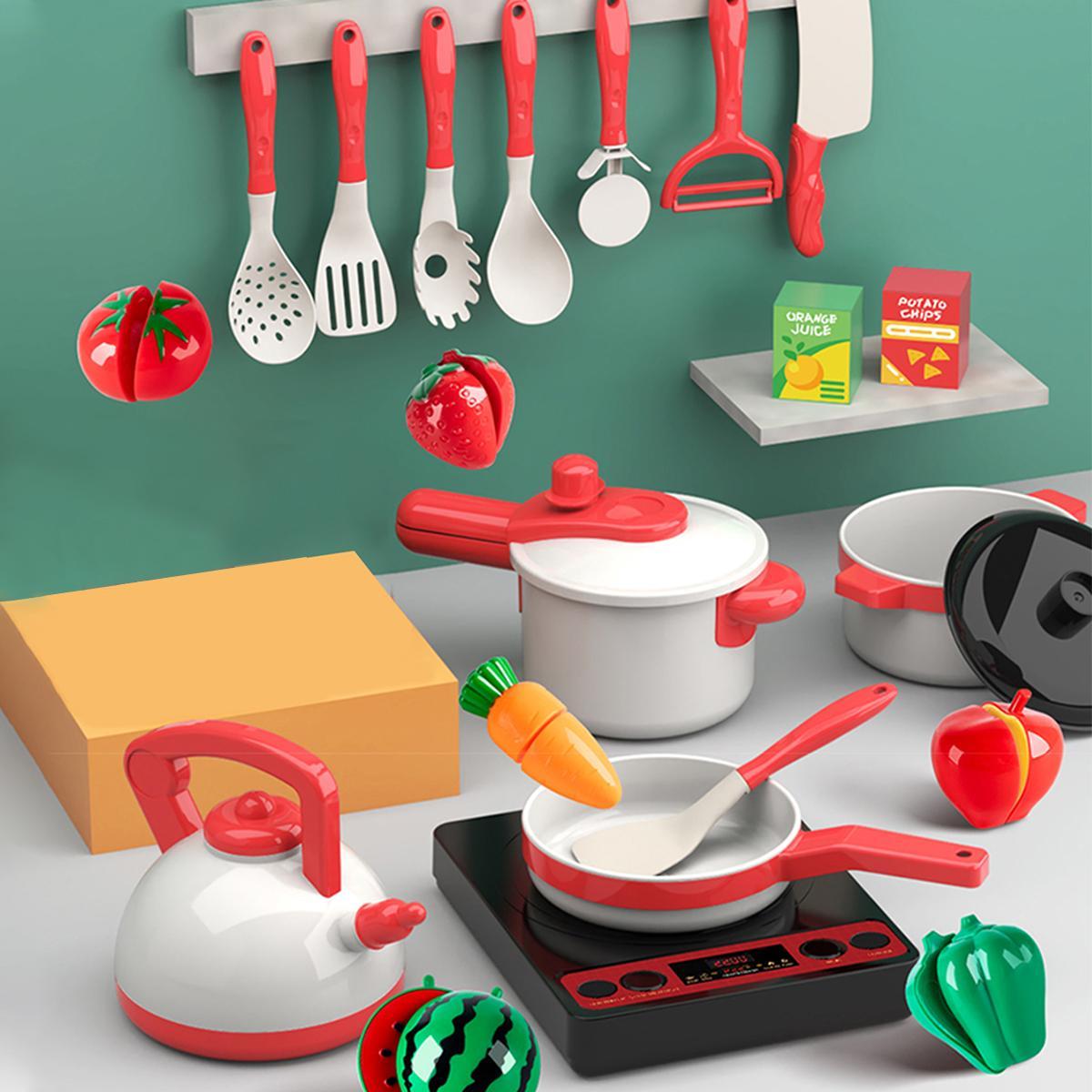 Pretend Play Kitchen Toy Set, 73pcs/set Including Pot, Utensils, Food, Cooking Toy Set, Kitchen Playset, Play Kitchen Accessories, Gift for Boys & Girls