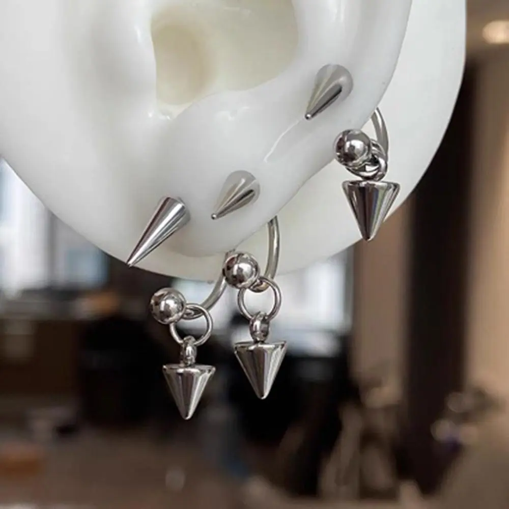 Detachable Stainless Steel Curved Barbell Threaded Spike Eyebrow Cartilage Piercing Earrings for Women Y2K Emo Party Jewelry