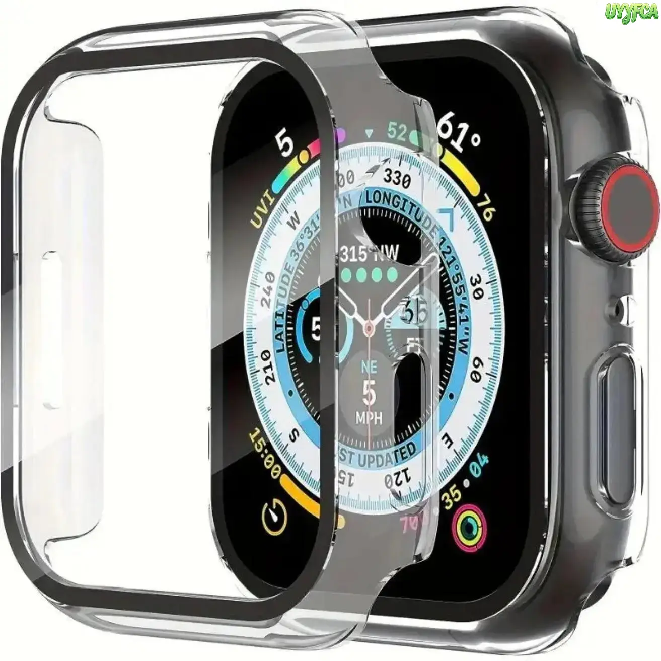 2 Pack iWatch Case with Built in Tempered Glass Screen Protector, Full Coverage PC Hard Bumper, Compatible with iWatch Series 38-46mm Series 1–11/SE/Ultra,Thin Anti Scratch Shockproof Smartwatch Cover For Daily Sports,Beach vacation,Summervibes, Accessori