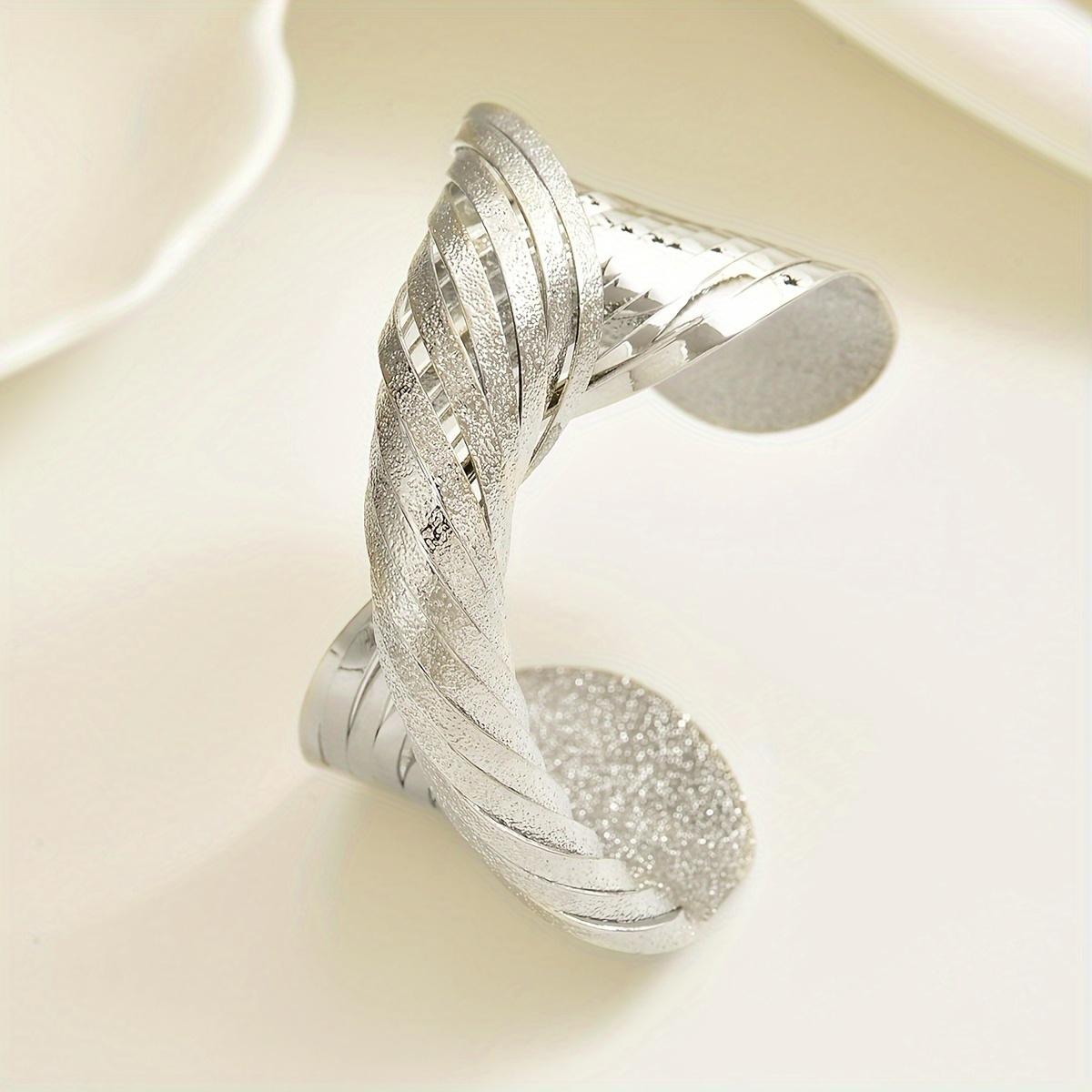 Gold Plated Hypoallergenic Matte Twist Wide Bangle for Women Bohemian Stackable Minimalist Neutral Jewelry