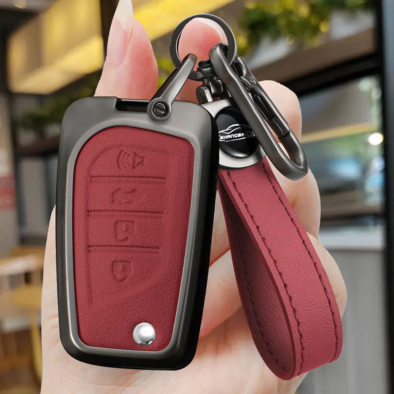 Durable Intelligent Remote Control Car Key Case With Keychain Car Key Protector For Toyota Ralink Camry Ruizhi Highlander Corolla VA2 Toy48 Toy43 Great Gift For Men