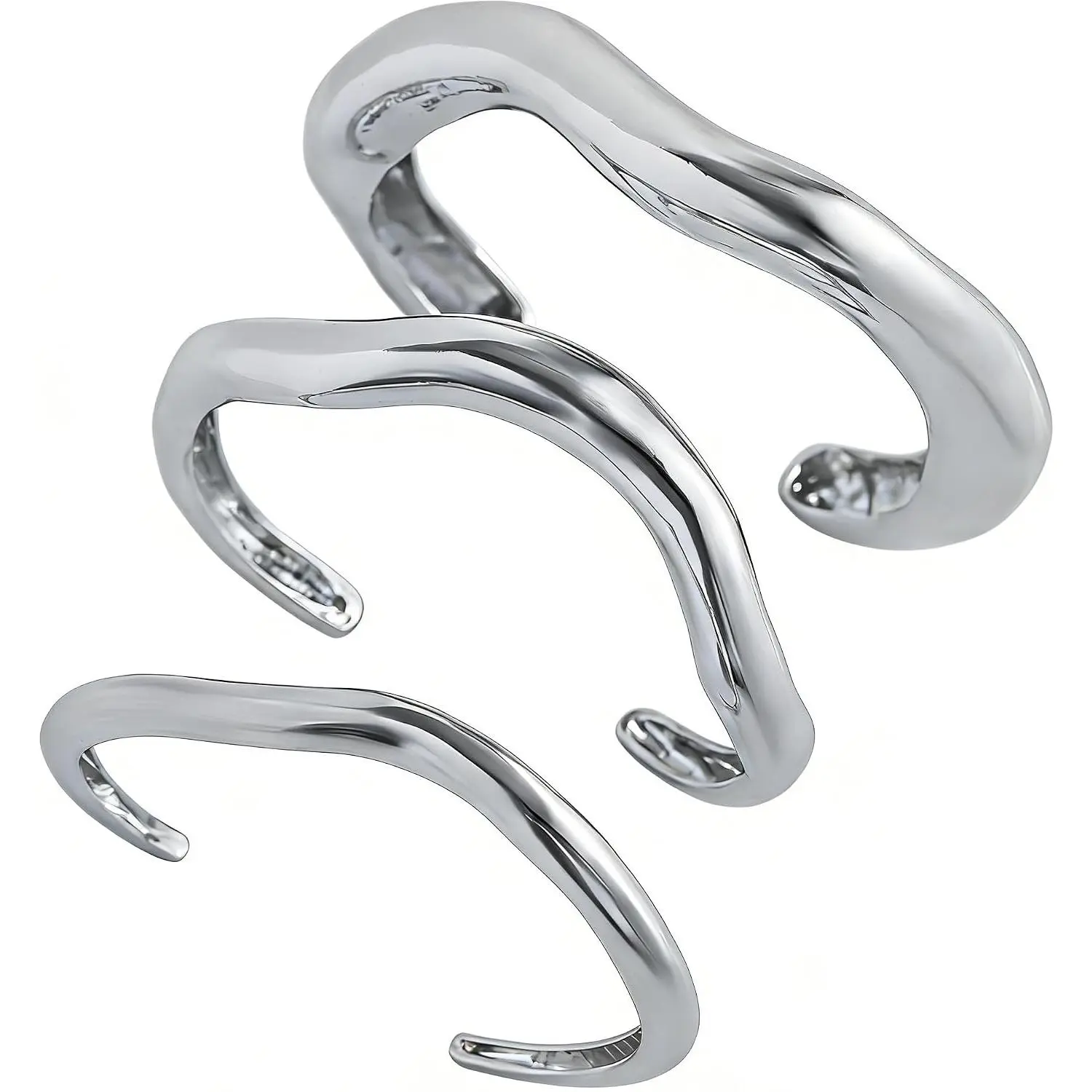 Chunky  Bangle Bracelets for Women Wide  Bracelets Cuff Stackable Adjustable Wide Statement Punk