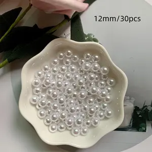 6mm/8mm/10mm/12mm Abs Imitation Pearl Beads, DIY Craft Supplies, Hairpin Accessories, 200/100/50/50 Pieces, No Hole Design