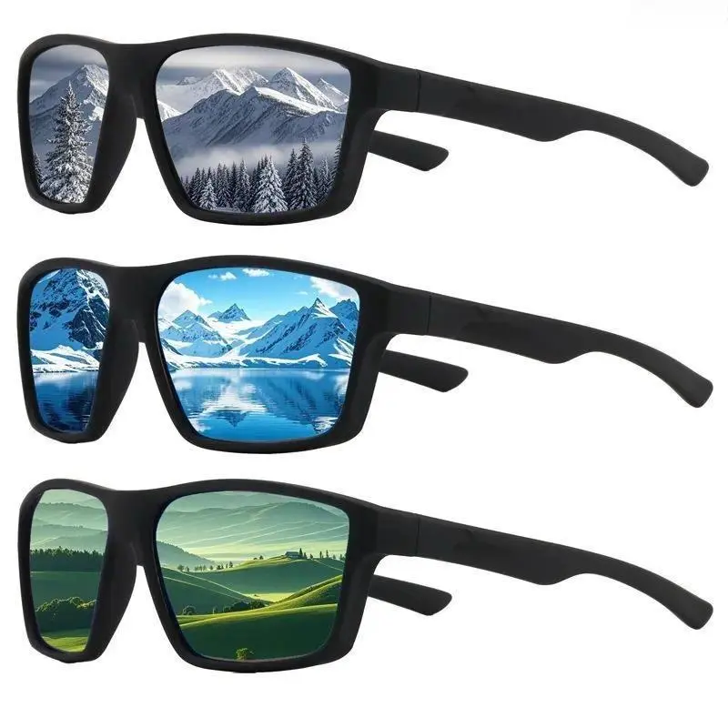 Protective Sun Men's Classic Square Polarized Sunglasses - UV400 Sun Protection, Lightweight Frame, Suitable for Driving, OOTD Outdoor Activities, Adults, Black Gray