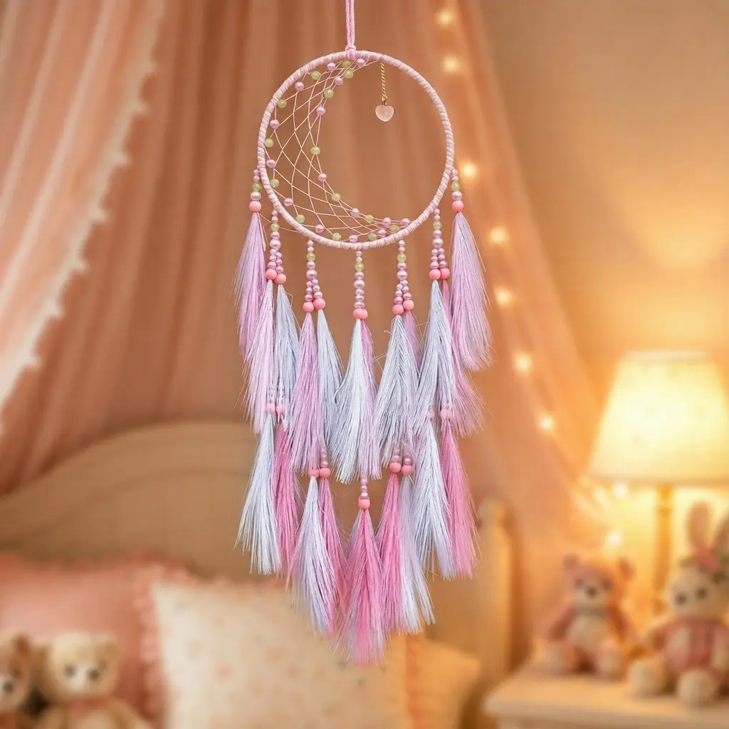 Bohemian Feather Dreamcatcher, Realistic Feather Bell Pendant, Artistic Bedroom Wall Decor, Child Room Decoration, Hanging Ornament, Boho Decoration
