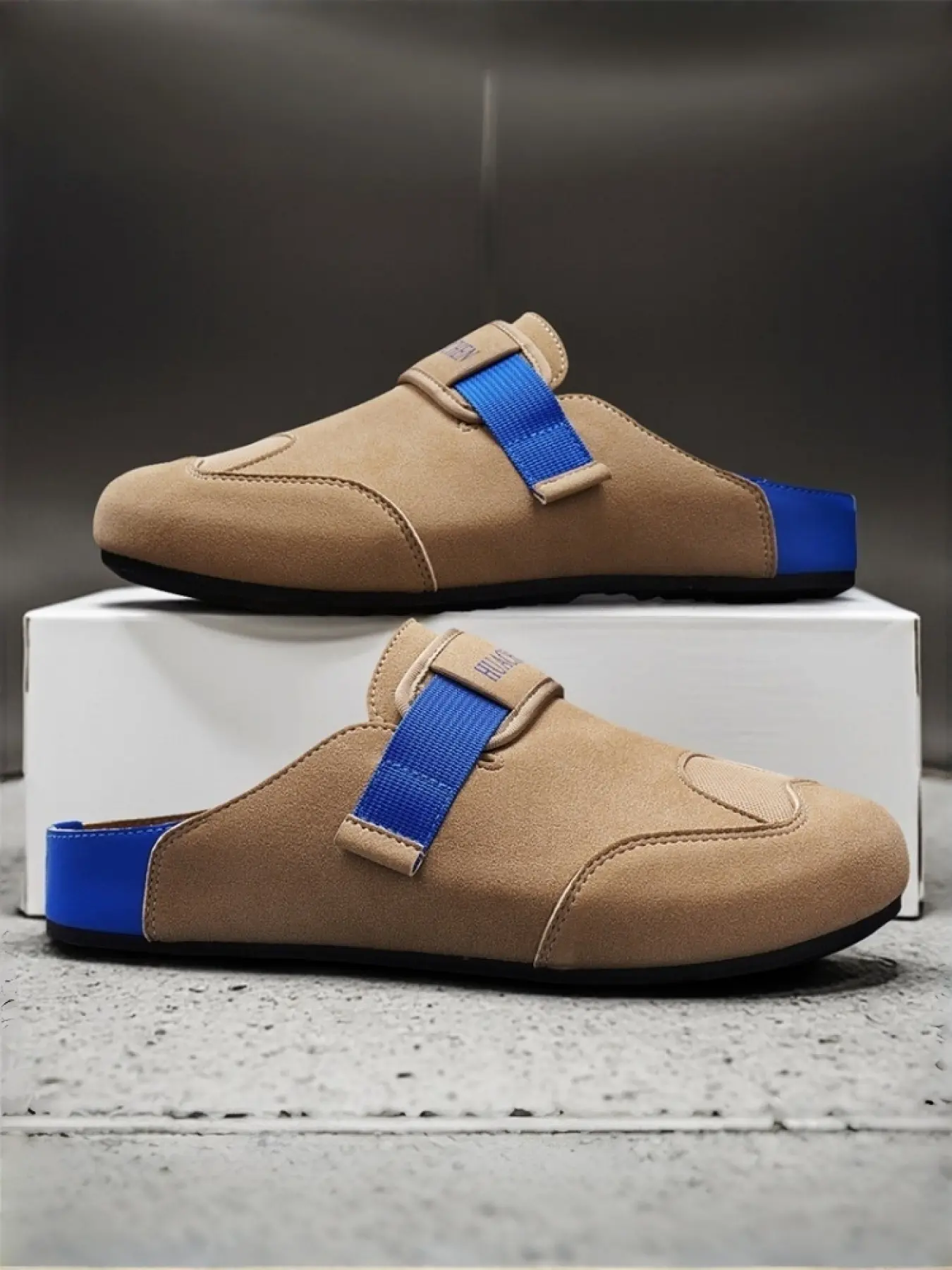 Men's 3-color Retro Matte Mule Shoes Slides, Sizes 39-45. Breathable mesh splicing, adjustable webbing, lazy half slip on mules slides for daily commute & casual wear Footwear