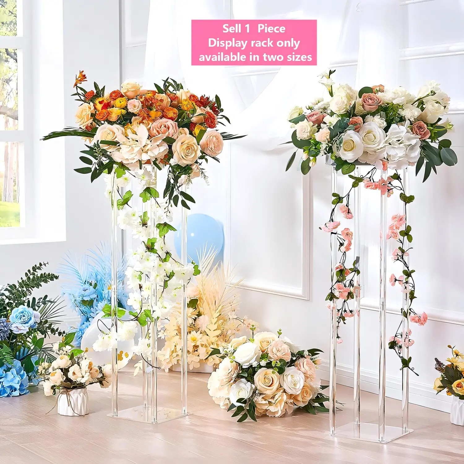 Modern Transparent Acrylic Tall Flower Stand, Wedding Aisle Floral Display Rack, Desktop Vase Holder, Ideal for Parties and Events, Wedding Party Supplies