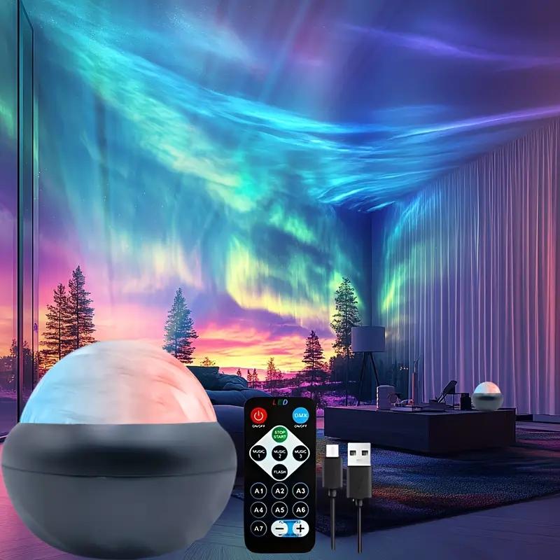 USB Powered LED Aurora & Galaxy Projector Light, Multicolor Remote Control LED Projector Light, Novelty Lighting for Bedroom, Camping, Wedding, Starry Sky, Ceiling Light,  LED Effects, Adjustable Atmosphere Light