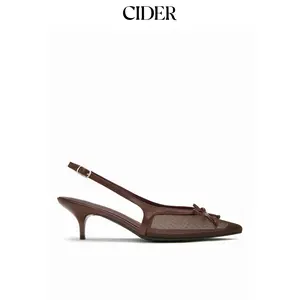 Cider POINTED TOE BOWKNOT DECOR SLINGBACK HEELS