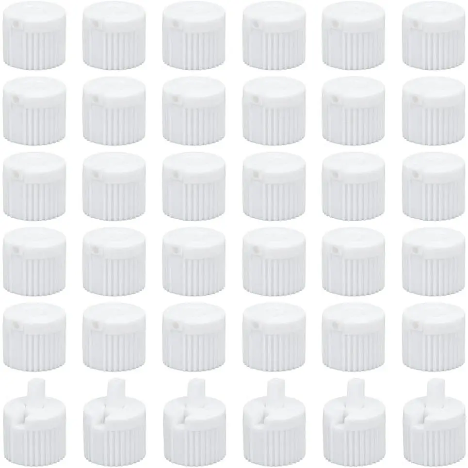 36 count 20/410 Flip Top Dispensing Cap White Plastic Bottle Caps Spout Flip Caps  Plastic Bottle Cap  Bottles  for Shampoo Moisturizer Control Flow Lid 0.8 ID