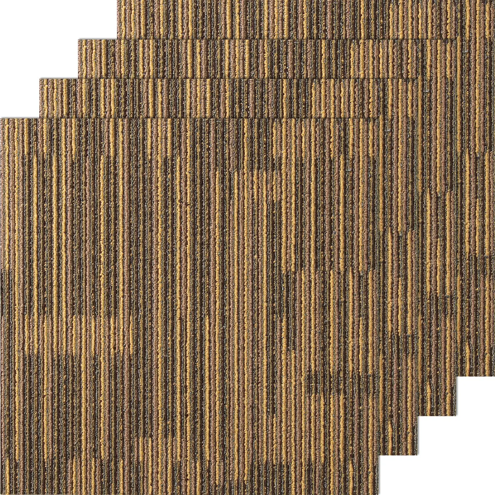 VEVOR Reusable Carpet Tiles, 20"x20" PP/PVC Carpet Squares With Attached Padding, Easy DIY Installation, 12 Pcs for Bedroom/Living Room (Mixed Brown)