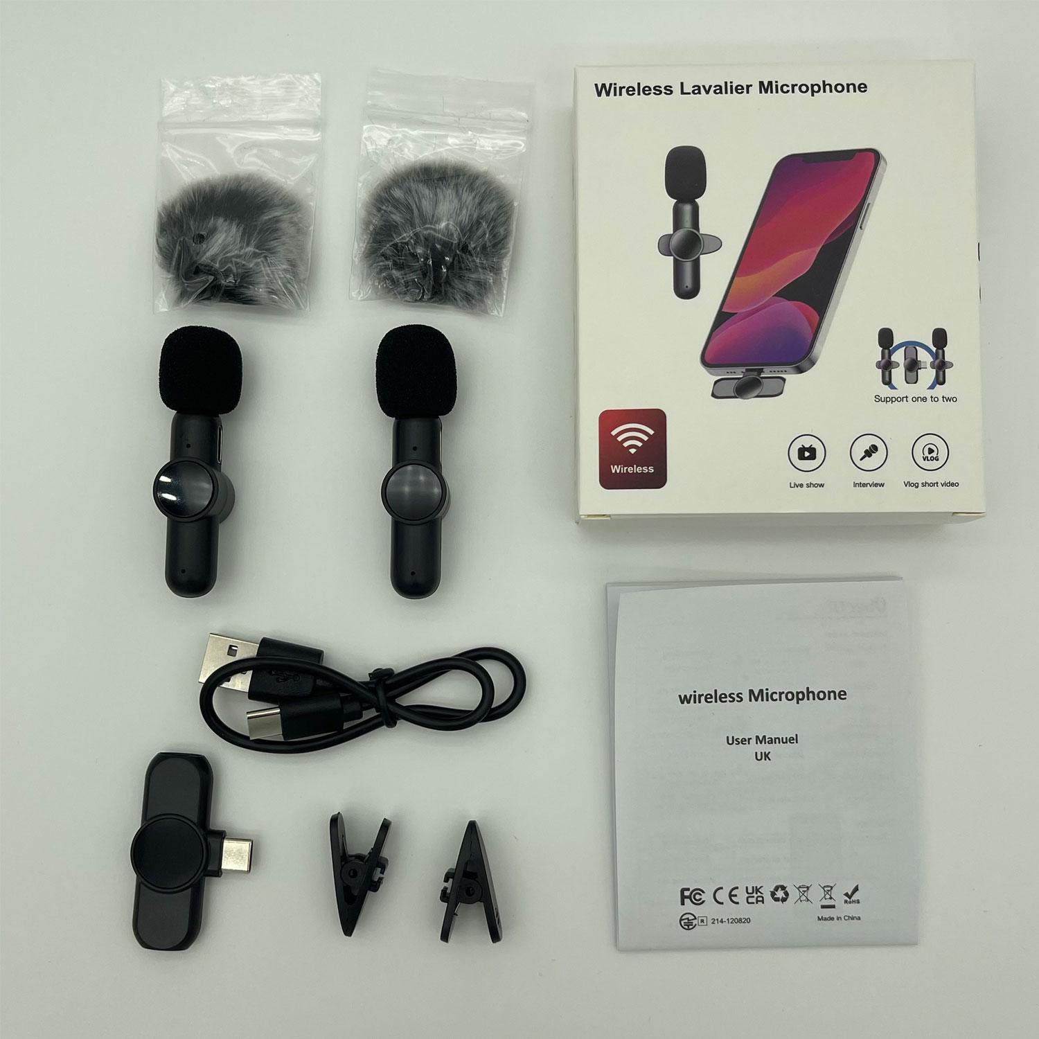 Portable Wireless Lavalier Microphone, 1 Set Professional Wireless Collar Clip Mic for iPhone & Android Phone, Plug-play Lapel Mic for Video Recording, Teaching, Interviews, Podcast, Tiktok & Vlog, Gift, Live Streaming Equipment
