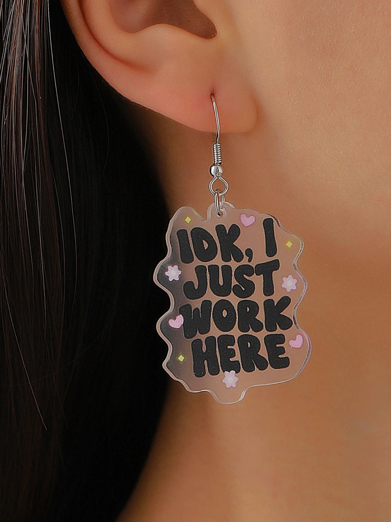 Fashion Letter Pattern Acrylic Earrings, Lightweight Earring, Cute Creative Jewelry for Women, Trendy All-match & Exquisite Jewelry for Birthday Gift, Heart Shaped Earrings