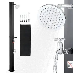 VEVOR Outdoor Solar Heated Shower, 10.57 Gallon Poolside Shower Kit with 2 Shower Head and Foot Shower Tap, Handheld/Hanging Two Modes Fast Assembly for Outdoor Backyard Poolside Beach Spa