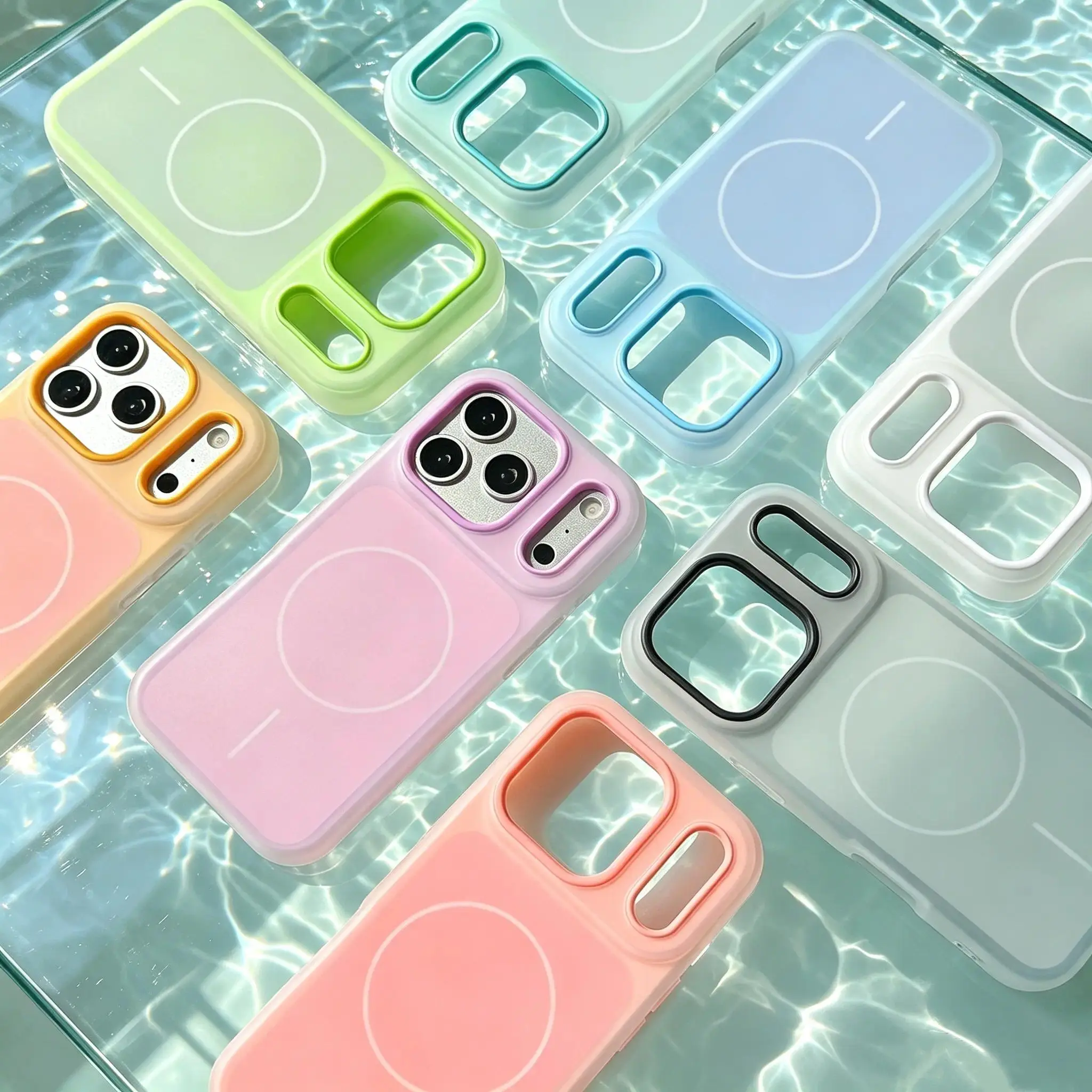 Pastel Color-Blocking Magnetic Case - Frosted Matte Jelly Dual Layer Shockproof Hybrid Bumper For iPhone 17-11 Pro Max/Pro/Plus/Air