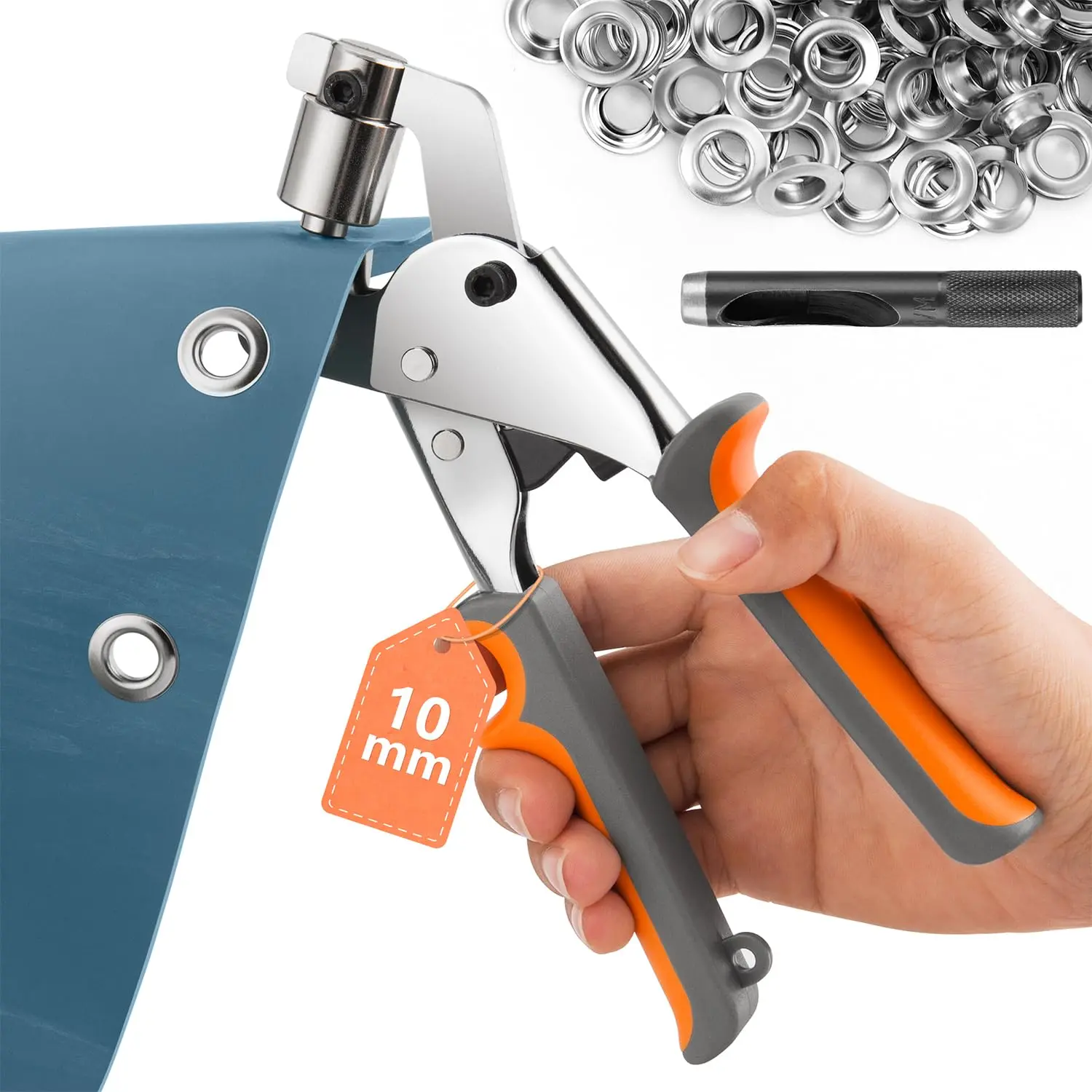 Tool Kit Eyelet Plier: IMLIKE Handheld Puncher Set with 500pcs 3/8 inch (10mm) Silver Grommets, Manual Eyelet Kits Press Machine  Banner