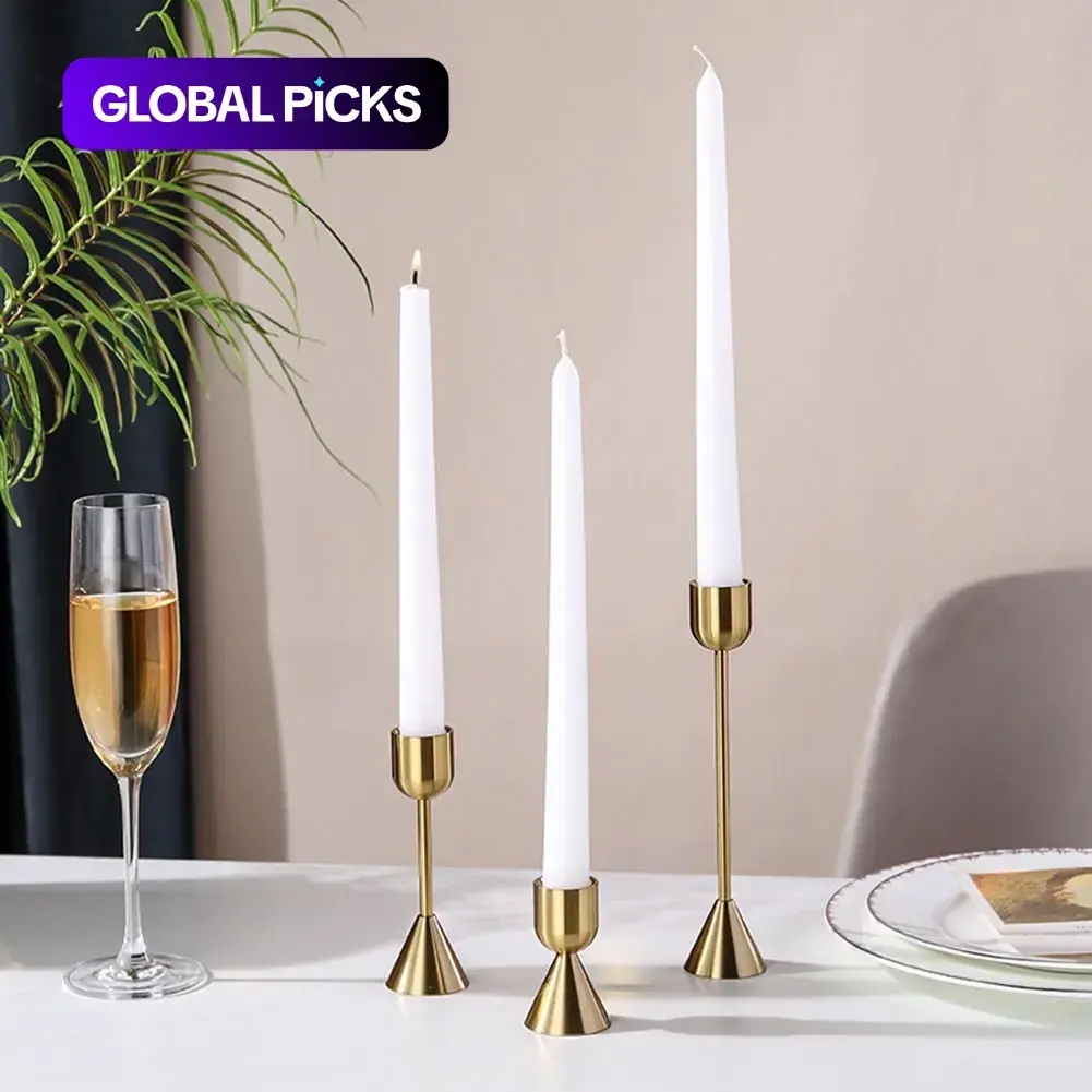 3 Piece Set Matte Metal Candle Holders, Slim Tall Long Candle Stands, Decorative Table Candles for Home Decoration, Holidays, Dinners, Weddings, Living Room #GLOBAL PICKS