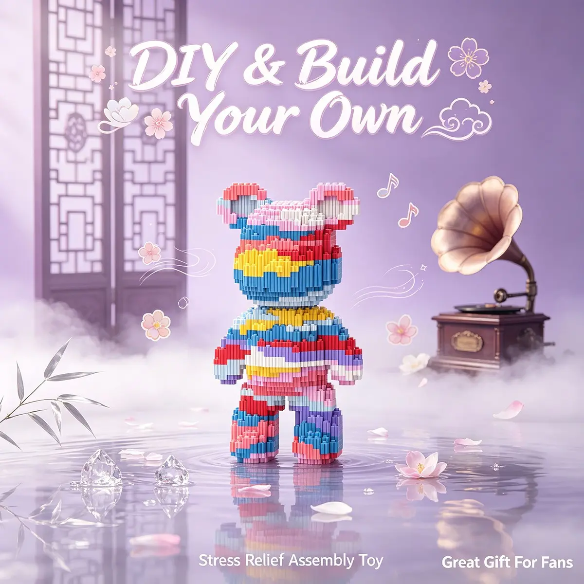 3D Puzzle Bear Building Blocks, Home Office Decor, Party Decoration, Ideal Gift, Handmade Craft, Fine Carving, Lightweight Statue