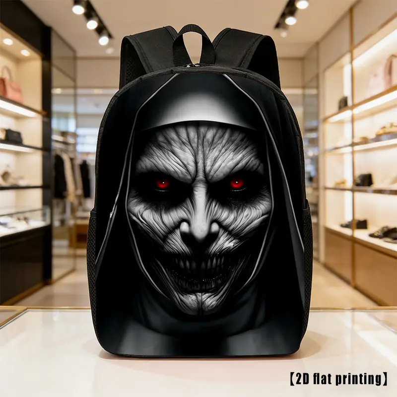 A Lightweight Horror-Themed Backpack with Ample Space, Designed for Both Men And Women. It Features Adjustable Shoulder Straps And Side Pockets, Making It Perfect for Everyday Use, Commuting, And Various Activities. Great for Hiking, Climbing