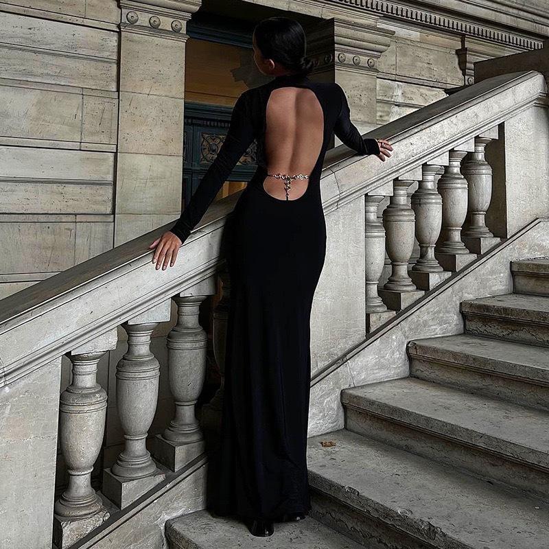 New Style Women's Hot Girl Evening Dress, Sexy Backless Slit Dress