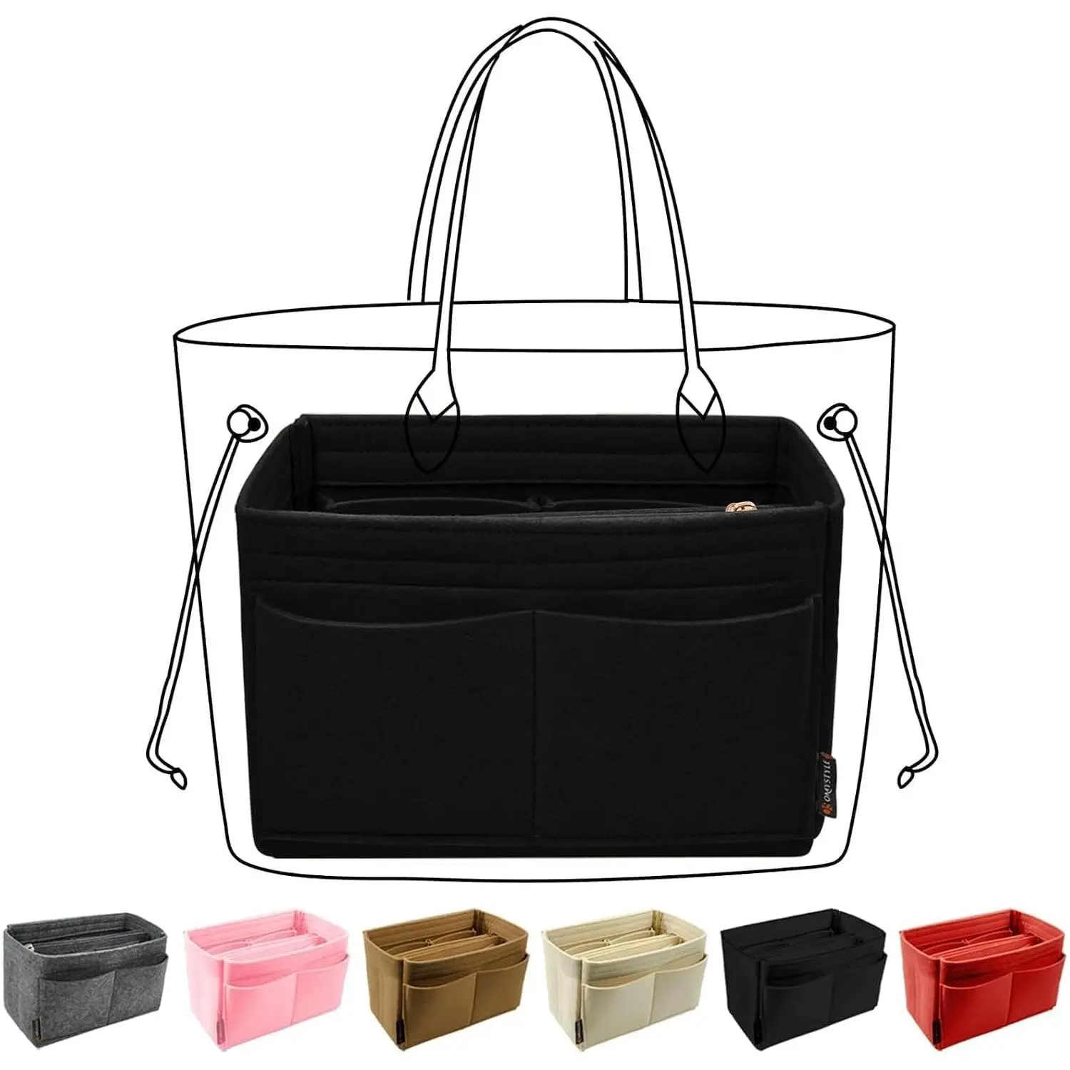 Purse Organizer Insert, Felt Tote Bag Organizer Insert with 5 Sizes, Handbag Dividers for Inside Purse, Compatible with Longchamp, Neverful, Speedy and More