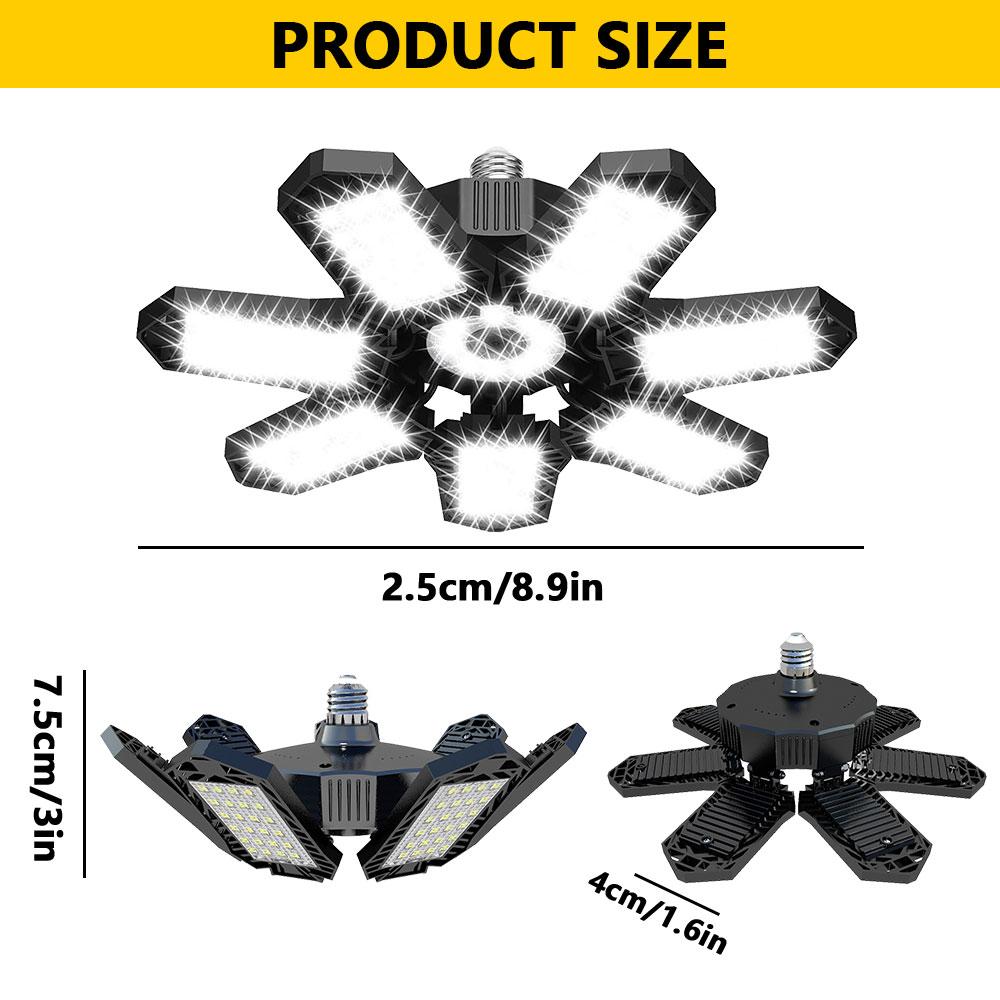 LED Garage Light 160W Deformable Bright Shop Ceiling Bulb Lamps, Led Workshop Ceiling Light, E26/E27 6500k Daylight Ultra Bright Garage Lighting, Deformable 7+1 Adjustable Panels Basement Bulb For Barn, Warehouse, Garage