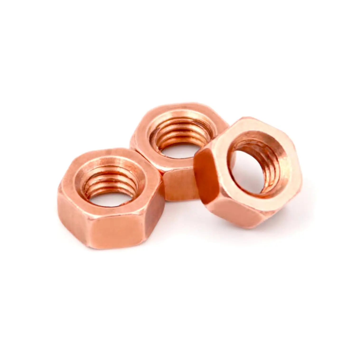 T2 Pure Copper Hex Nuts Standard Milling Hexagon 99% Pure Copper Nuts M3 to M20 (M8x1.25=10pcs)